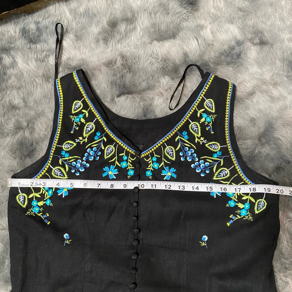 Ultra Dress NY Embroidered Black Dress 55%Linen 45%Rayon/Viscosa Size 14 - Image 6