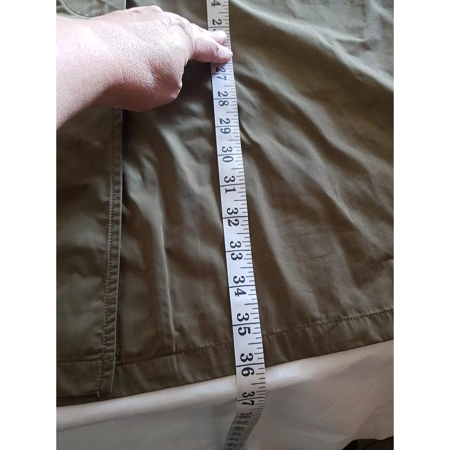 OOF Wear Womens Size XL Trench Coat Jacket Army Military Minimalist Minimal Green - Image 13