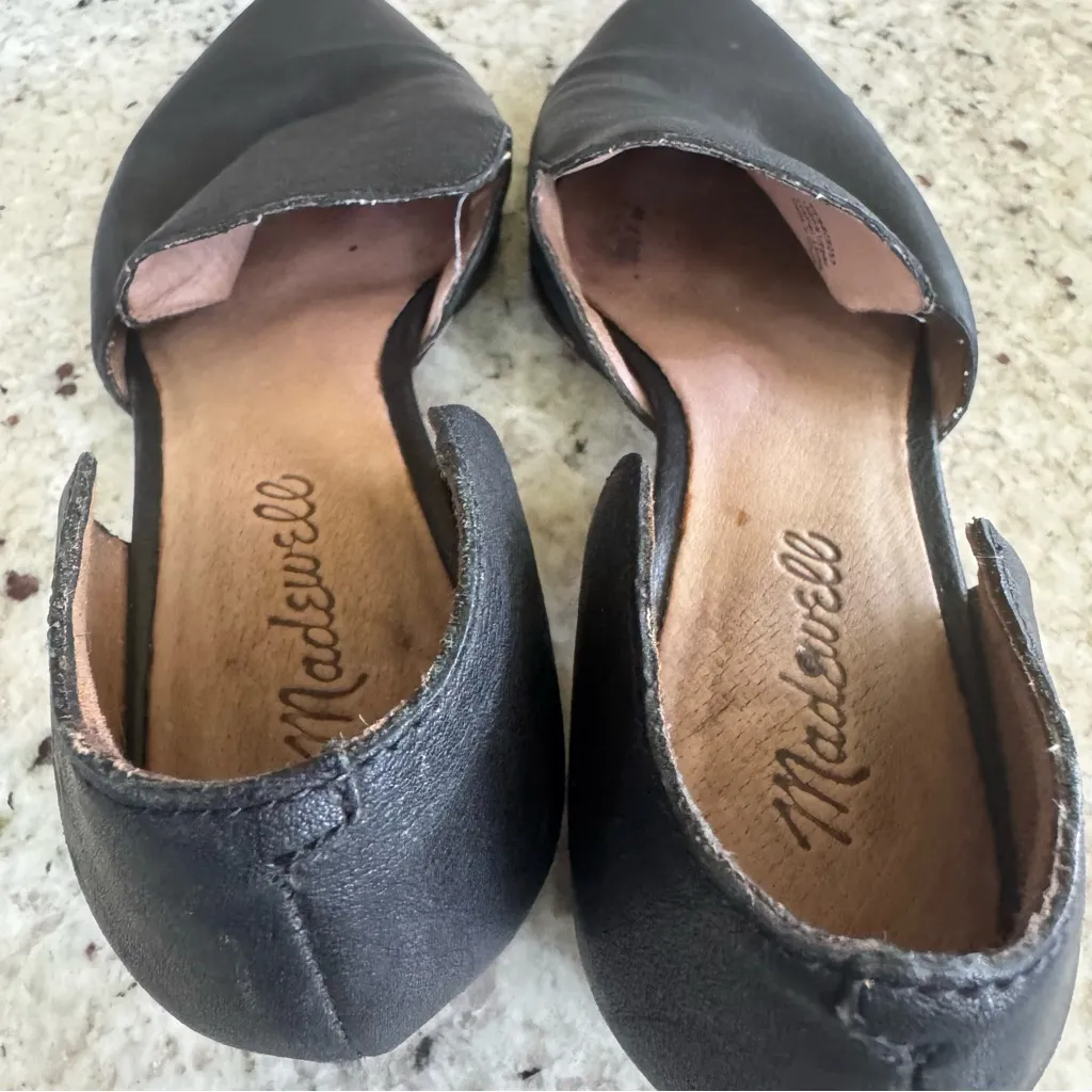 Madewell Black Loafers Leather Cut out Dorsay Style cutout low booties size 7 - Image 4