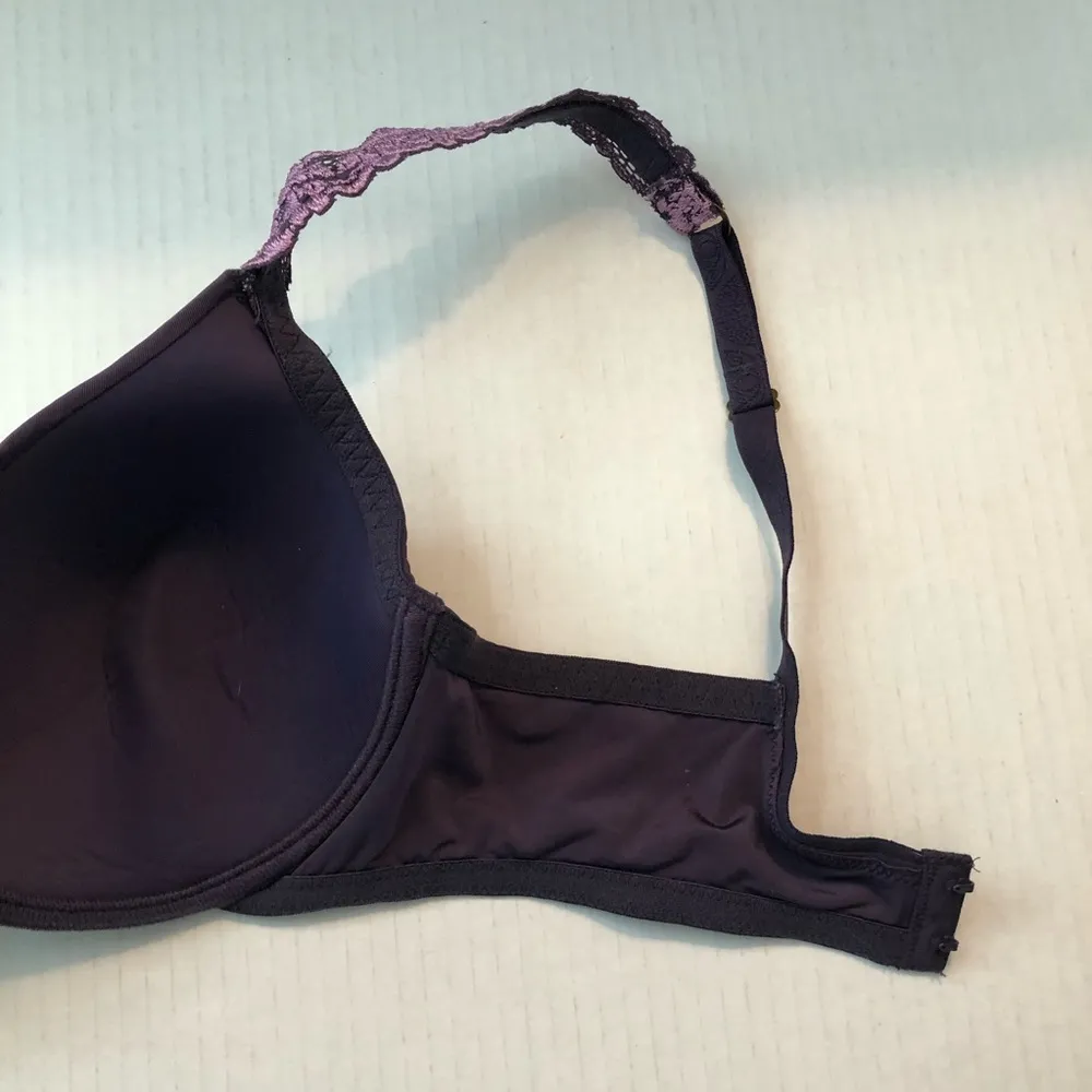Natori Bra Lace Body Underwire Bra in Purple Sz 34C GUC Lace Floral Straps - Image 8