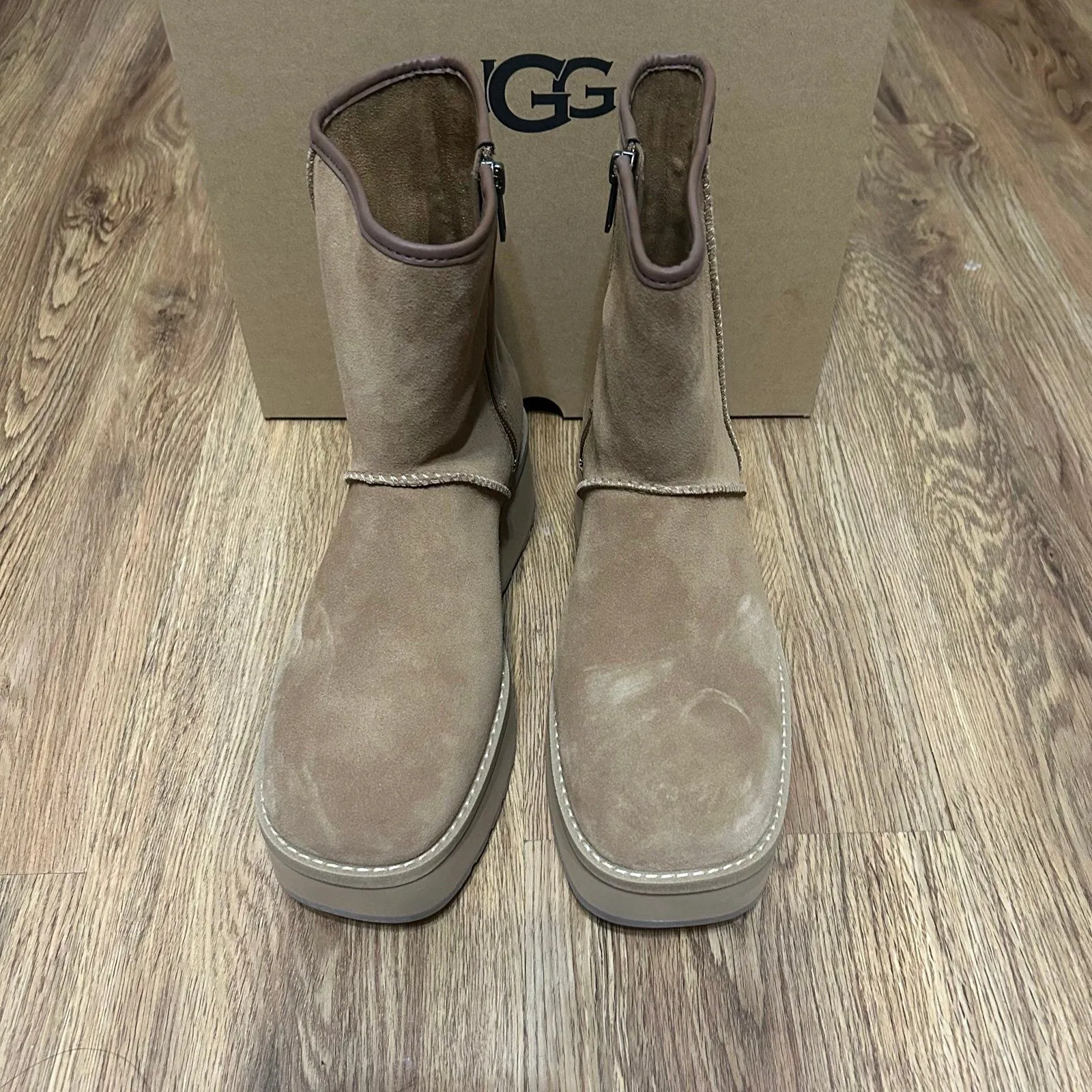 UGG Cityfunc chestnut suede zipper platform boots booties shoes women’s 9 new - Image 7