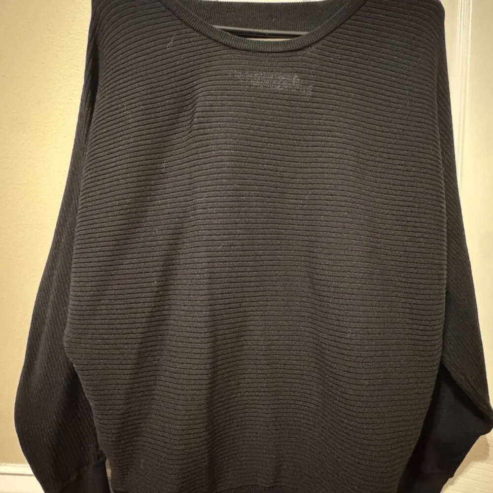 EXPRESS Womens Long Sleeve Scoop Neck Ribbed Sweater Black Open Back Small - Image 3