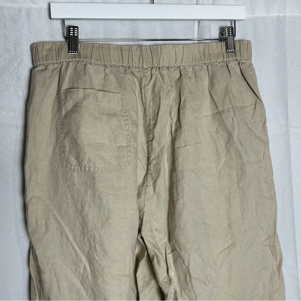 Quince 100% Linen Beige Casual Pull On Pants Size Large Tan - Image 4