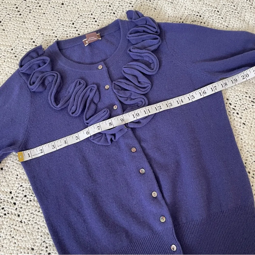 Oats Cashmere Ruffle Front Long Sleeve Cardigan Purple (Small) grandmacore comfy - Image 5
