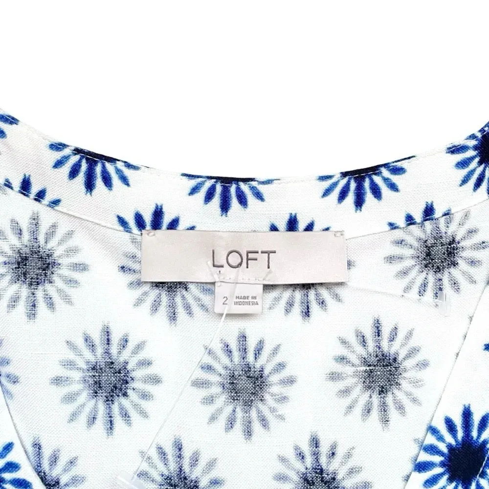 Loft NWOT  Floral Linen Flutter Sleeve Romper - Image 5