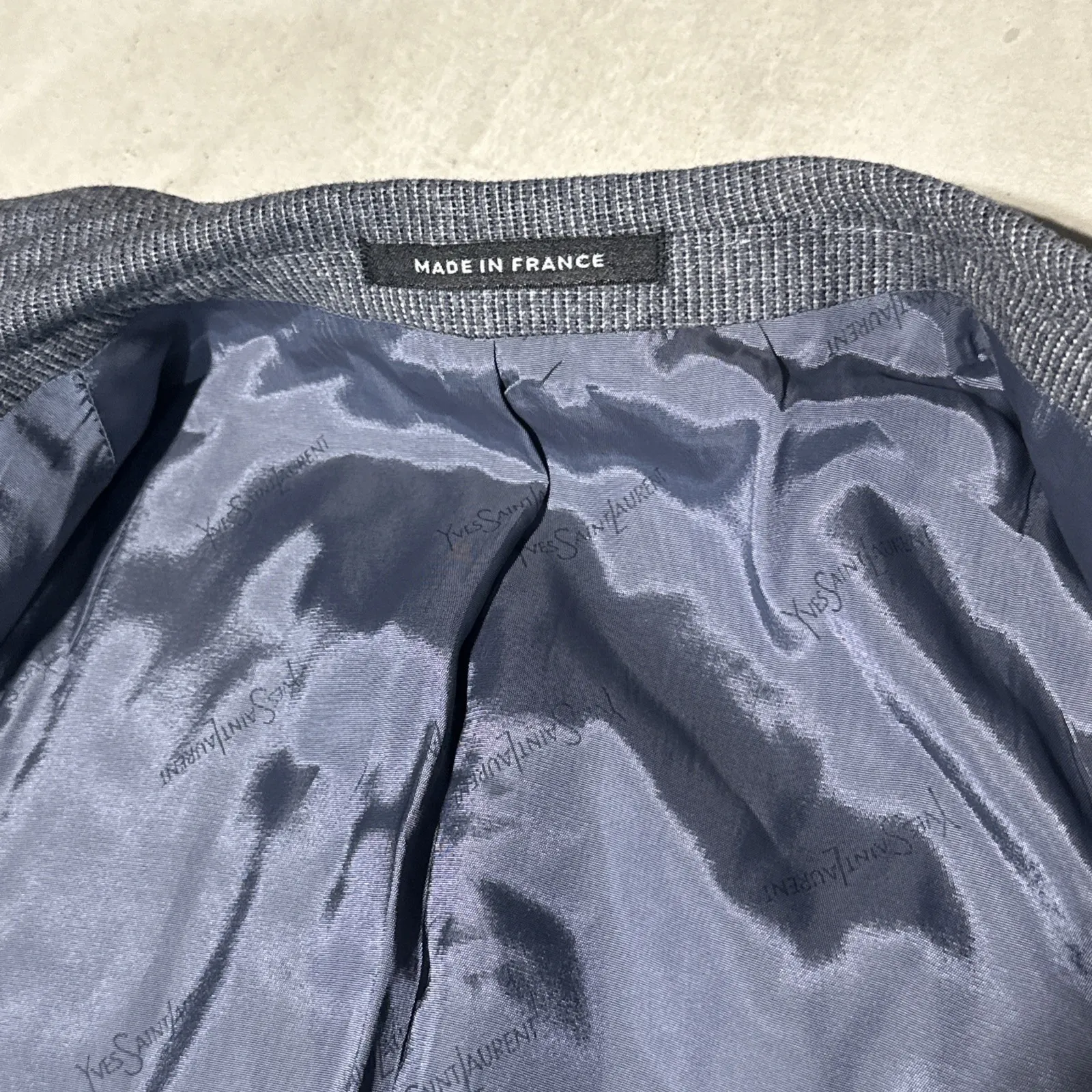 Yves Saint Laurent Men's Wool Blazer Made In France Grey Vintage Jacket SZ L - Image 14