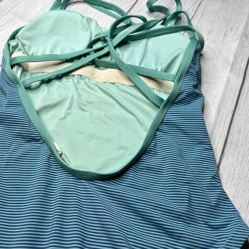 Carve Designs Beacon Bay Blue Green Striped One Piece Swimsuit Full Coverage XS - Image 7