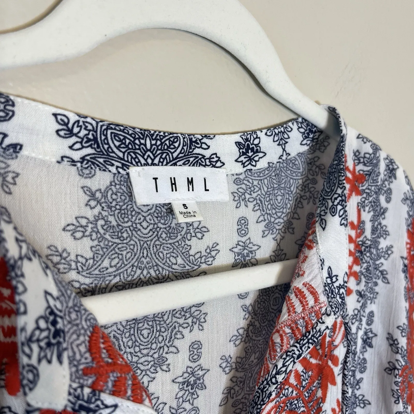 thml anthropologie top embroidered Boho Relaxed Fit Costal Summer Peasant Hippie - Image 5