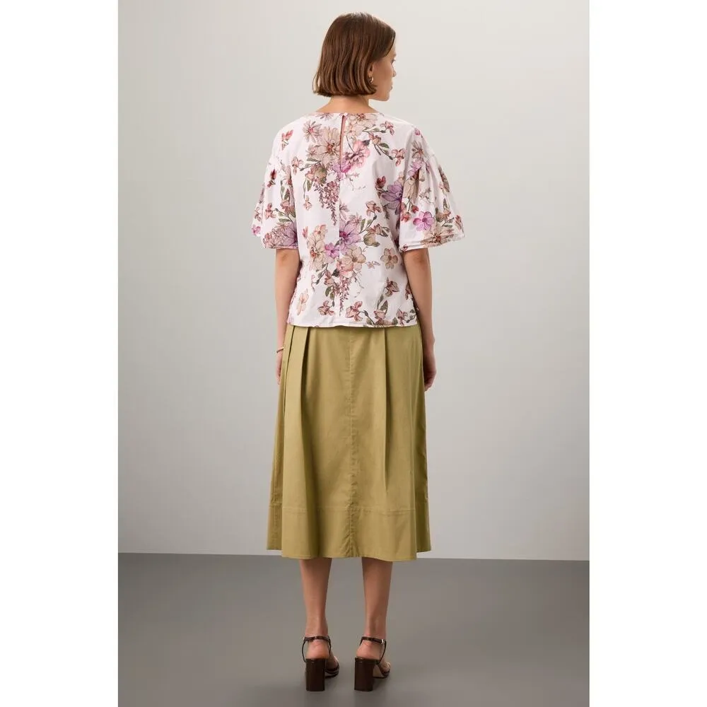 Adam Lippes White Floral Print Flutter Sleeve Top Size 2 - Image 2