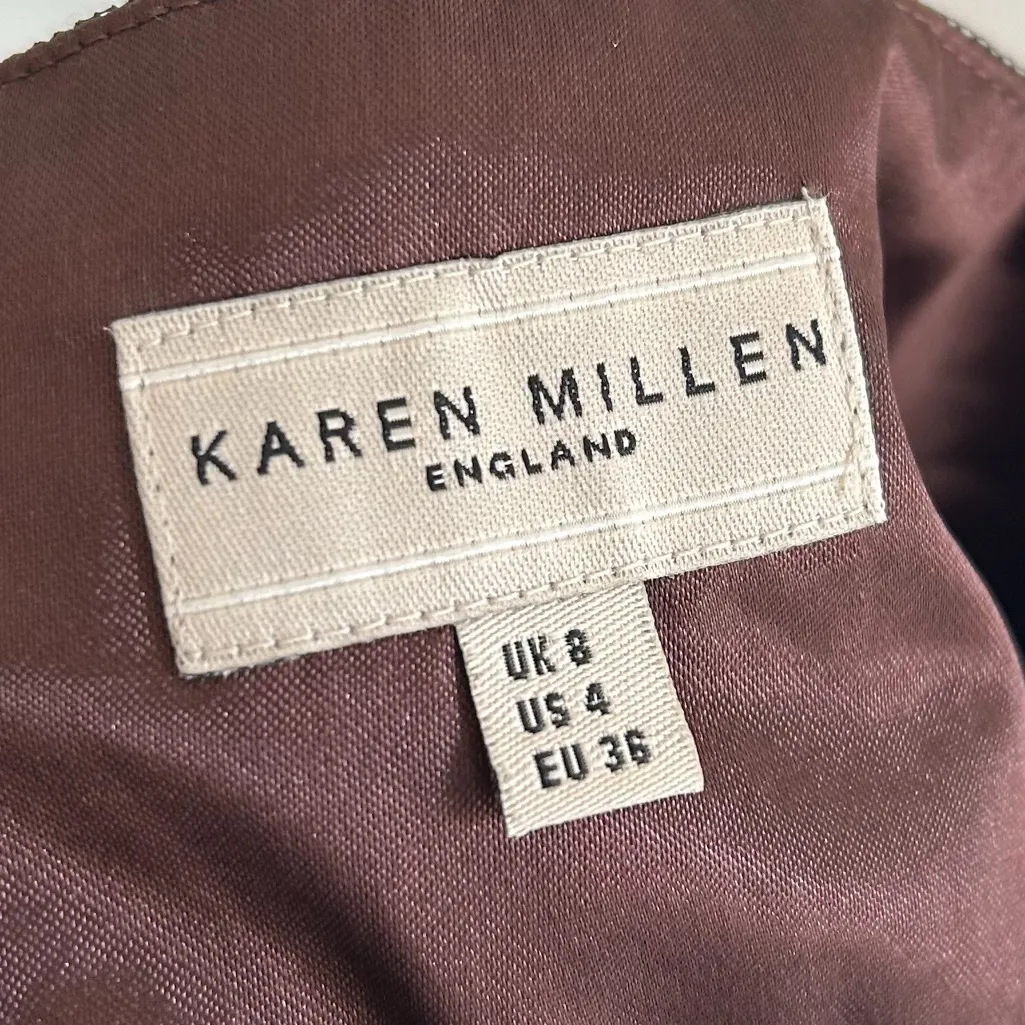 Karen Millen Y2K tulle Floral Midi Skirt Fairycore Whimsigoth Brown Black Sz 4 - Image 4