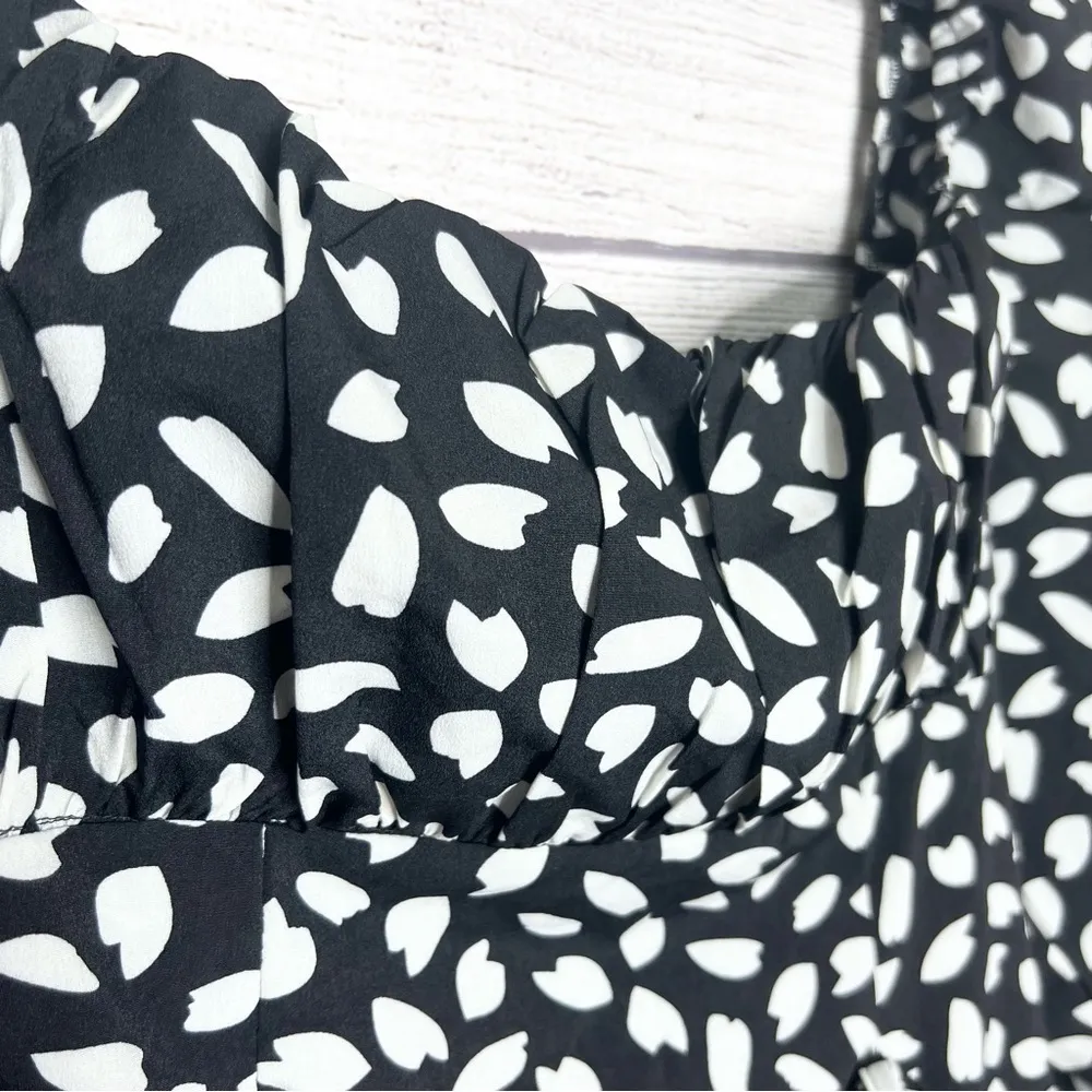 NWT Black & White Seed Print Bow Detail Side Split Bodycon Dress Size 16 - Image 8
