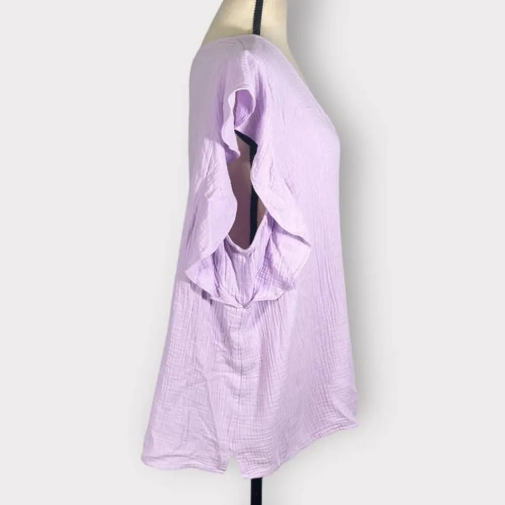 Caslon V-Neck Ruffle Sleeve Top Purple Bloom Women's Plus Size 1X NWT - Image 6