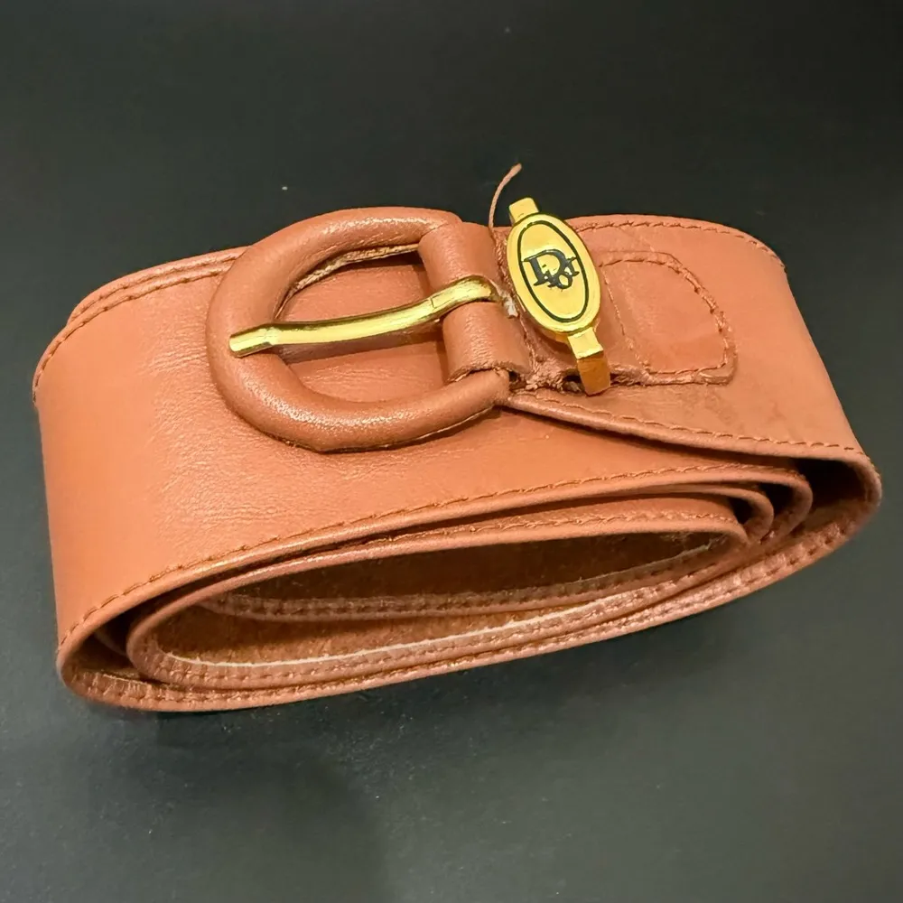 Vintage CHRISTIAN DIOR 17020 Camel Brown Soft Leather Women’s Dress Belt Size M - Image 6