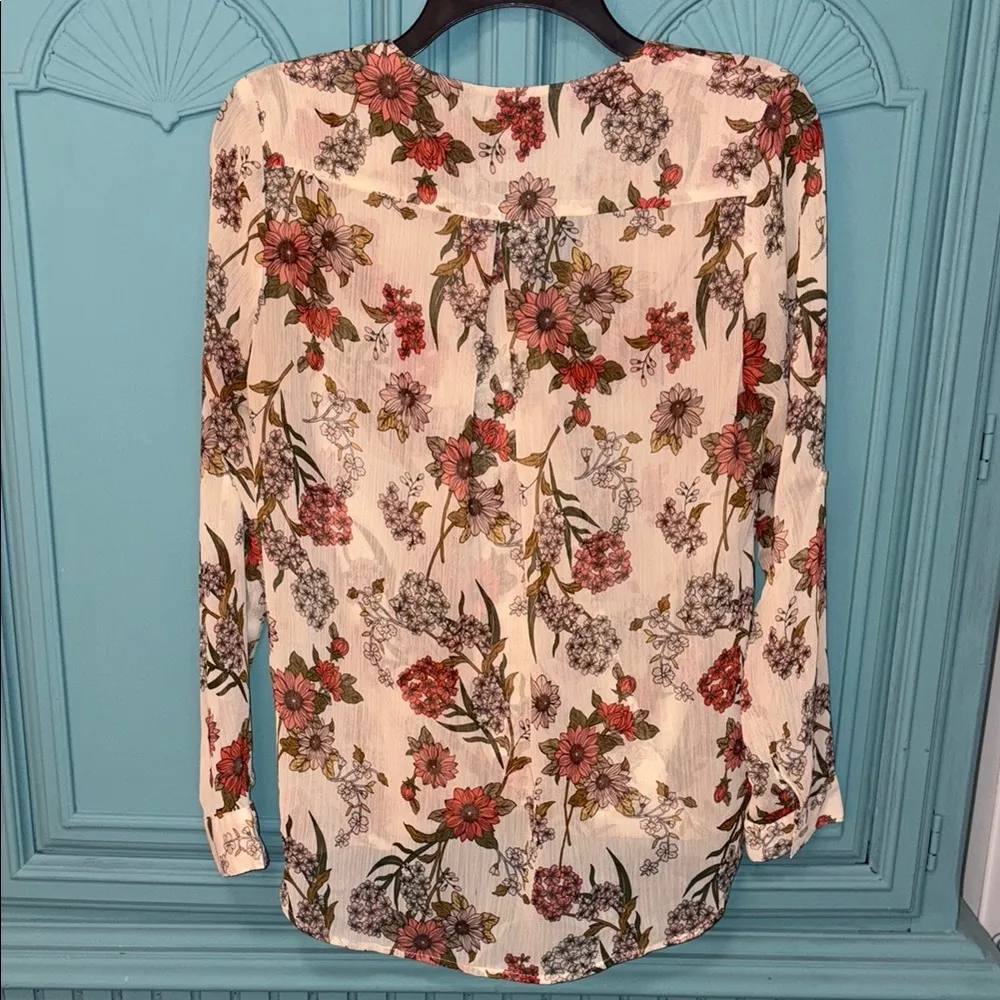 Kut from the Kloth Cream Pink Floral Wrap Blouse - Image 5