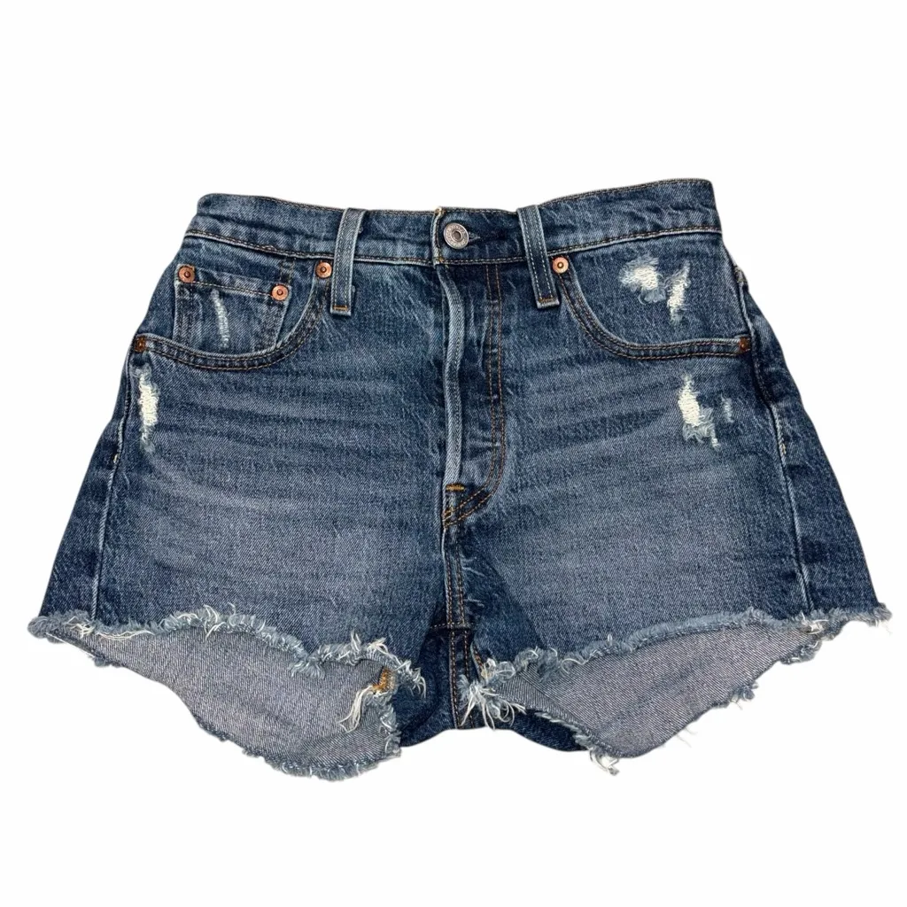 Levi’s 501 Original Fit High Rise Cutoff Distressed Denim Jean Shorts size 25 - Image 2
