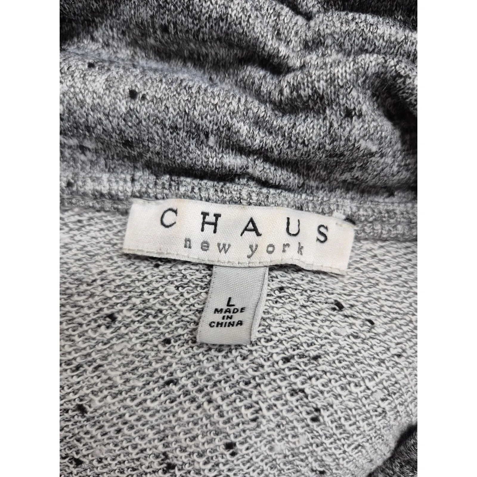 Chaus New York Poly/ Cotton Knit A line Dress Belt Gray/Black Speckled Sz L Black Size L - Image 5