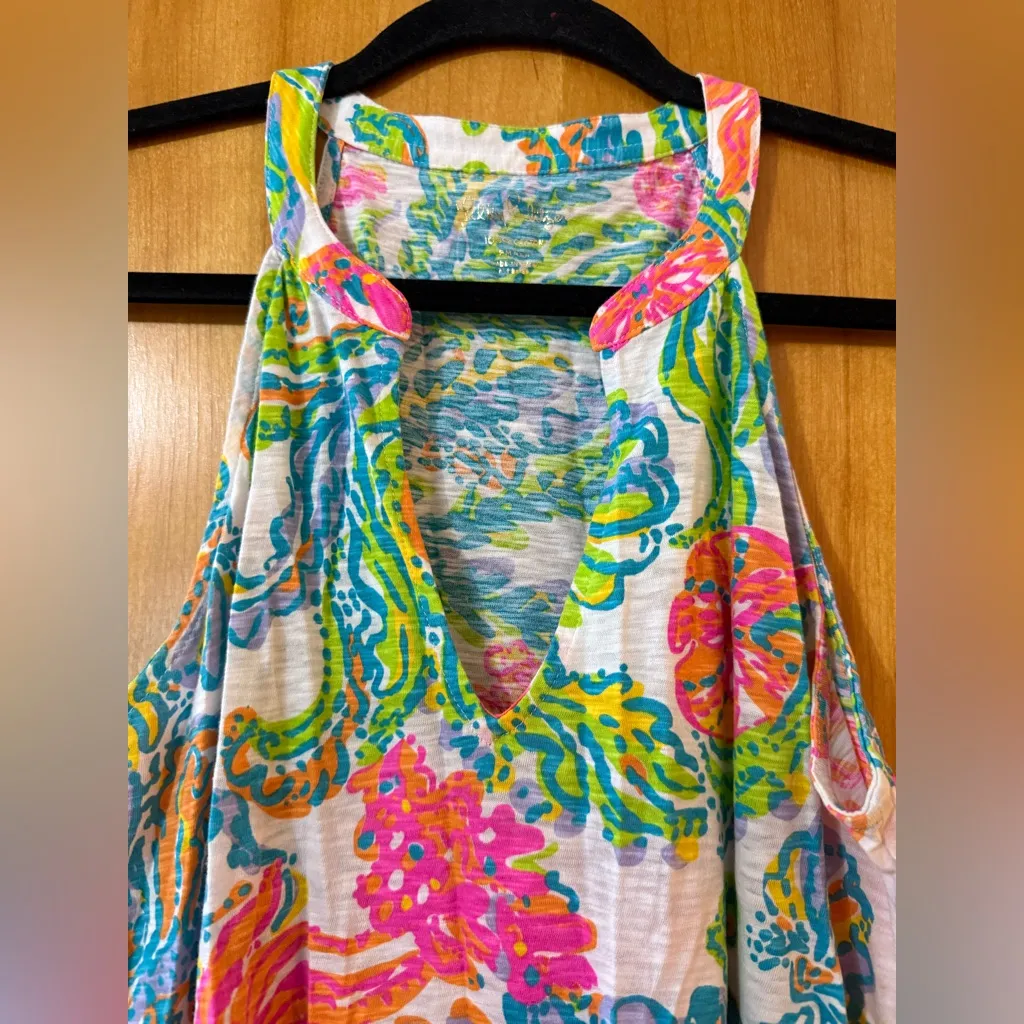 Lilly Pulitzer Tank Top Shirt Sleeveless Beach Ocean Green Pink Blue Small - Image 2