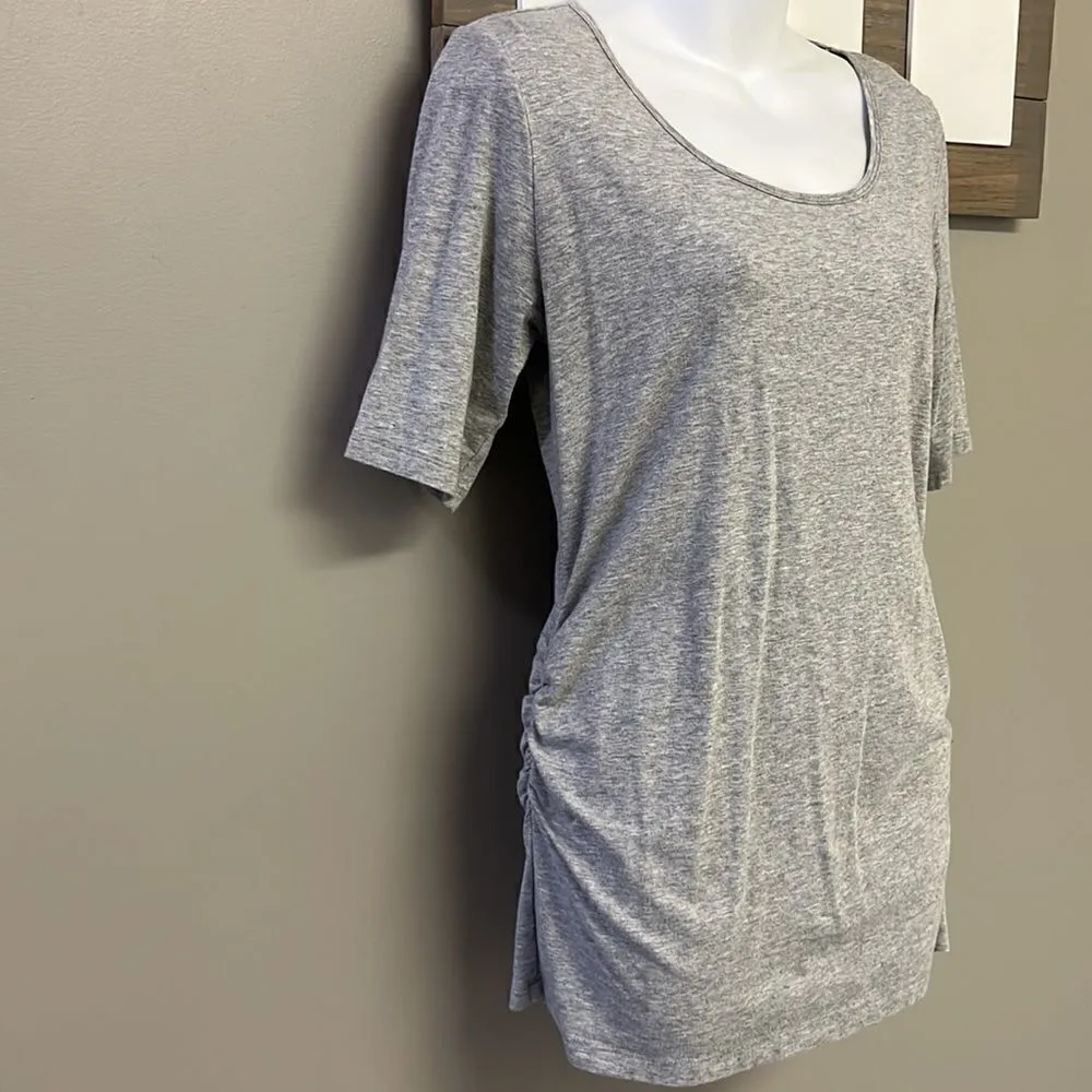 All Worthy by Hunter McGrady Heather Gray Short Sleeve Rouged T - Image 3