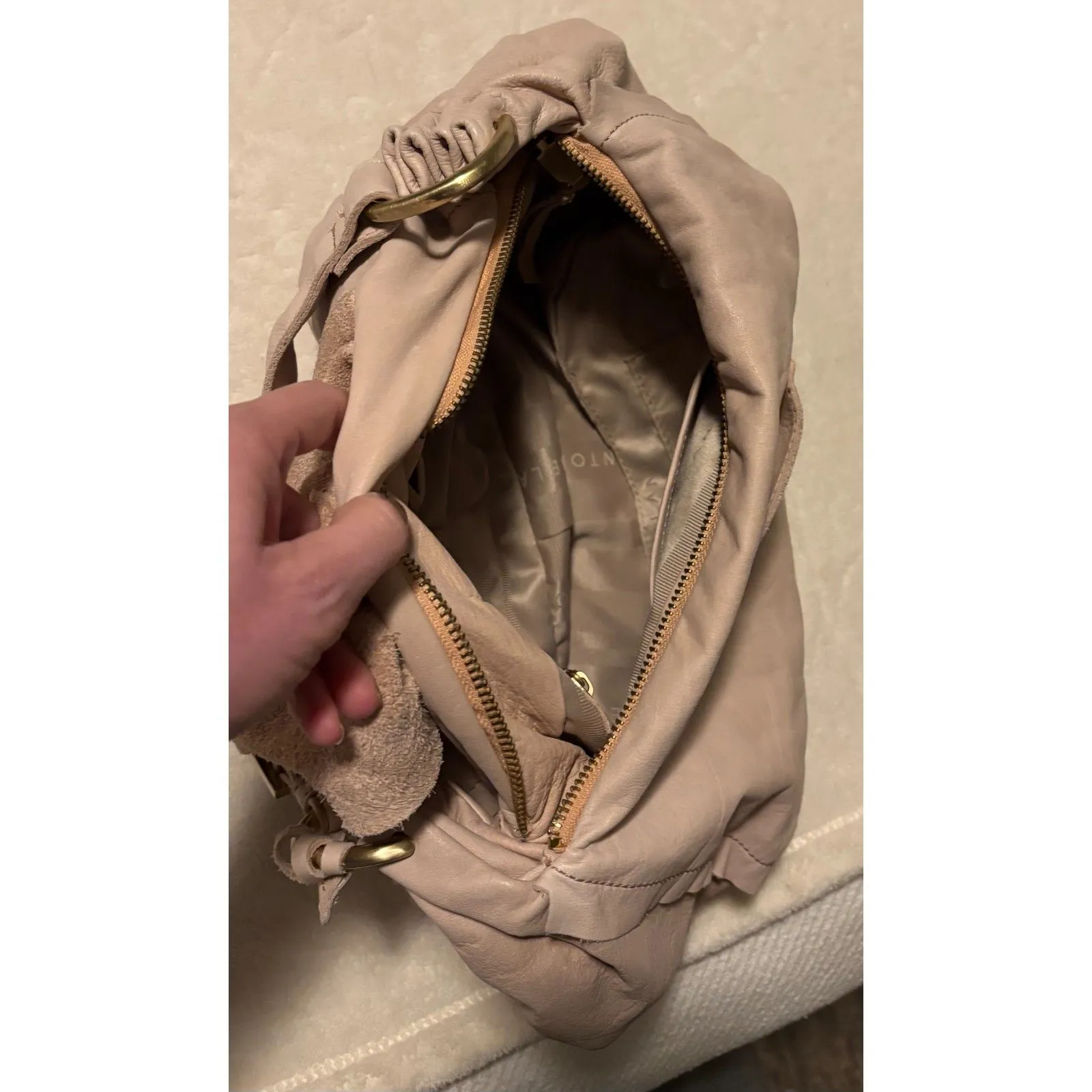 Antonio Melani  Light Pink Leather Hobo Shoulder Bag Y2K New - Image 8