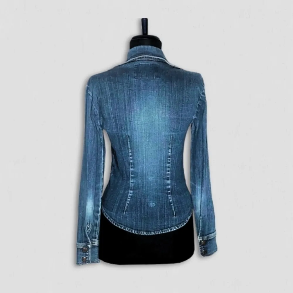 Hot Kiss Y2K Vintage Denim Shacket Cinched Waist XS - Image 2