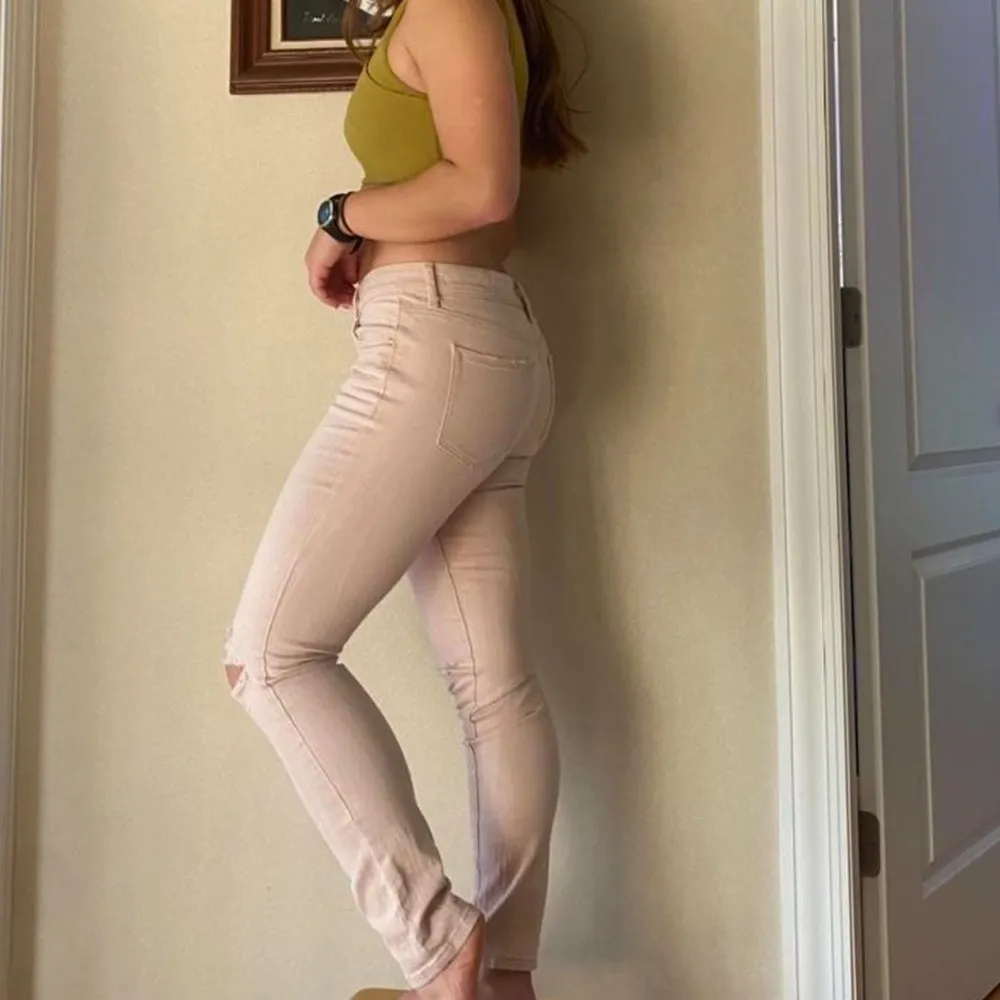 Jessica Simpson Low waisted  light pink distressed jeans - Image 3