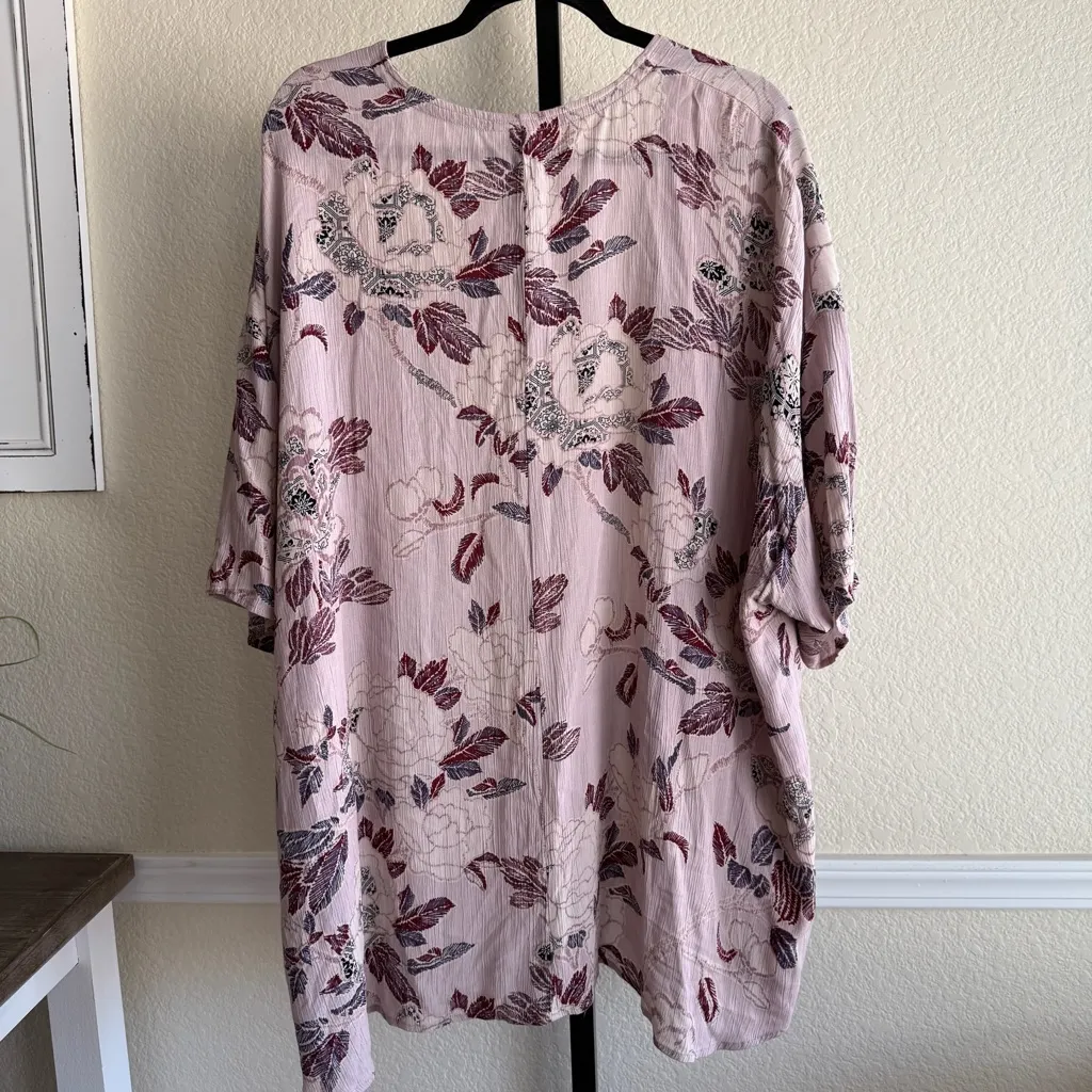 Boho Floral Kimono Duster Cardigan Kimono Size Large Open Front Romantic - Image 2
