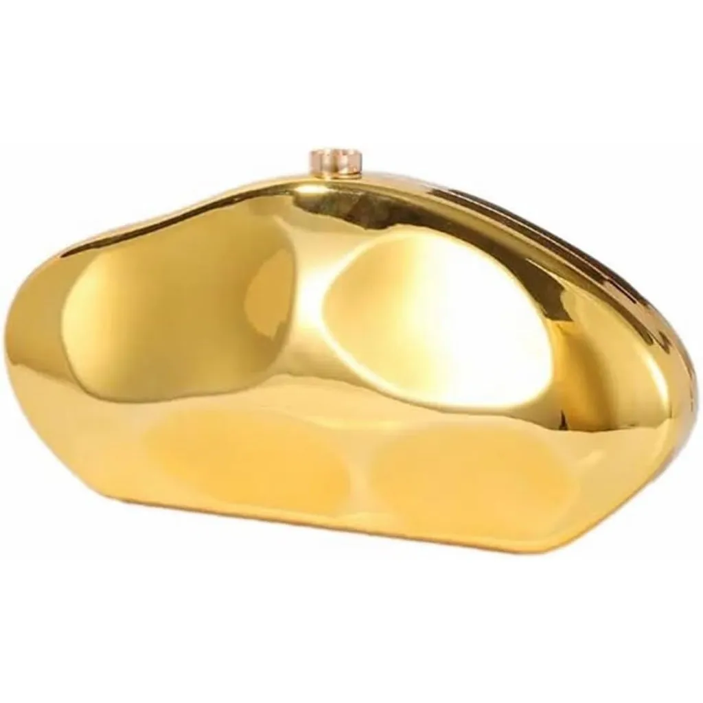⚡Women's Gold Egg Metallic Evening Shiny Top Closure Trendy Clutch Handbags - Image 6