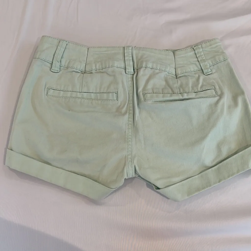 EXPRESS WOMEN SIZE 00 MINT COLOR SHORTS 98% cotton spandex thick waistband belt - Image 4