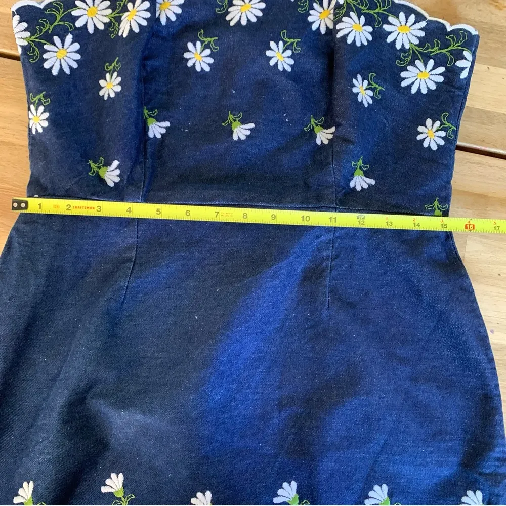 Handmade Denim With Embroidered Daisy Dress M(?) - Image 5