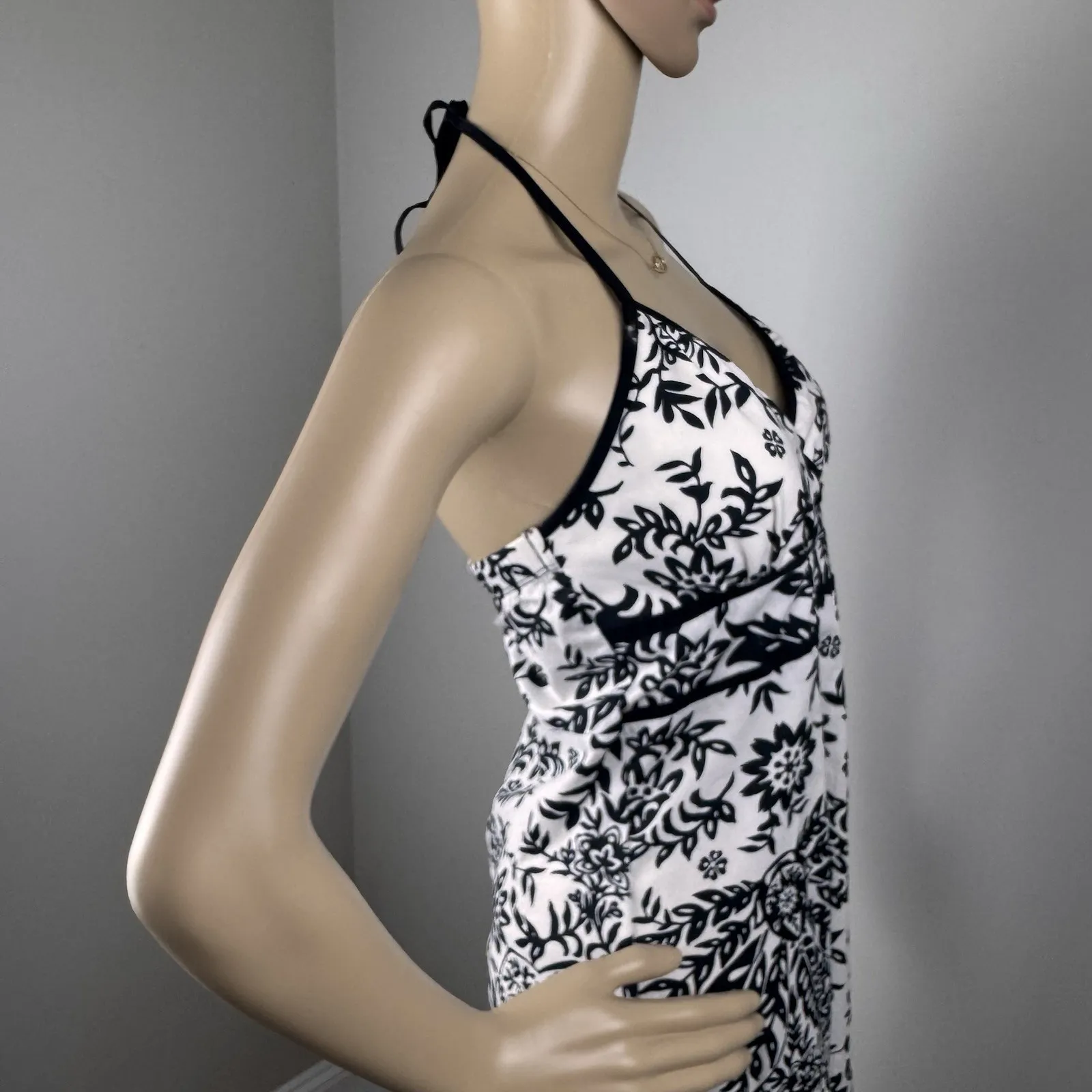 Speechless Y2K Sundress Juniors Size 9‎ Black White Floral Print Halter  Cotton - Image 5