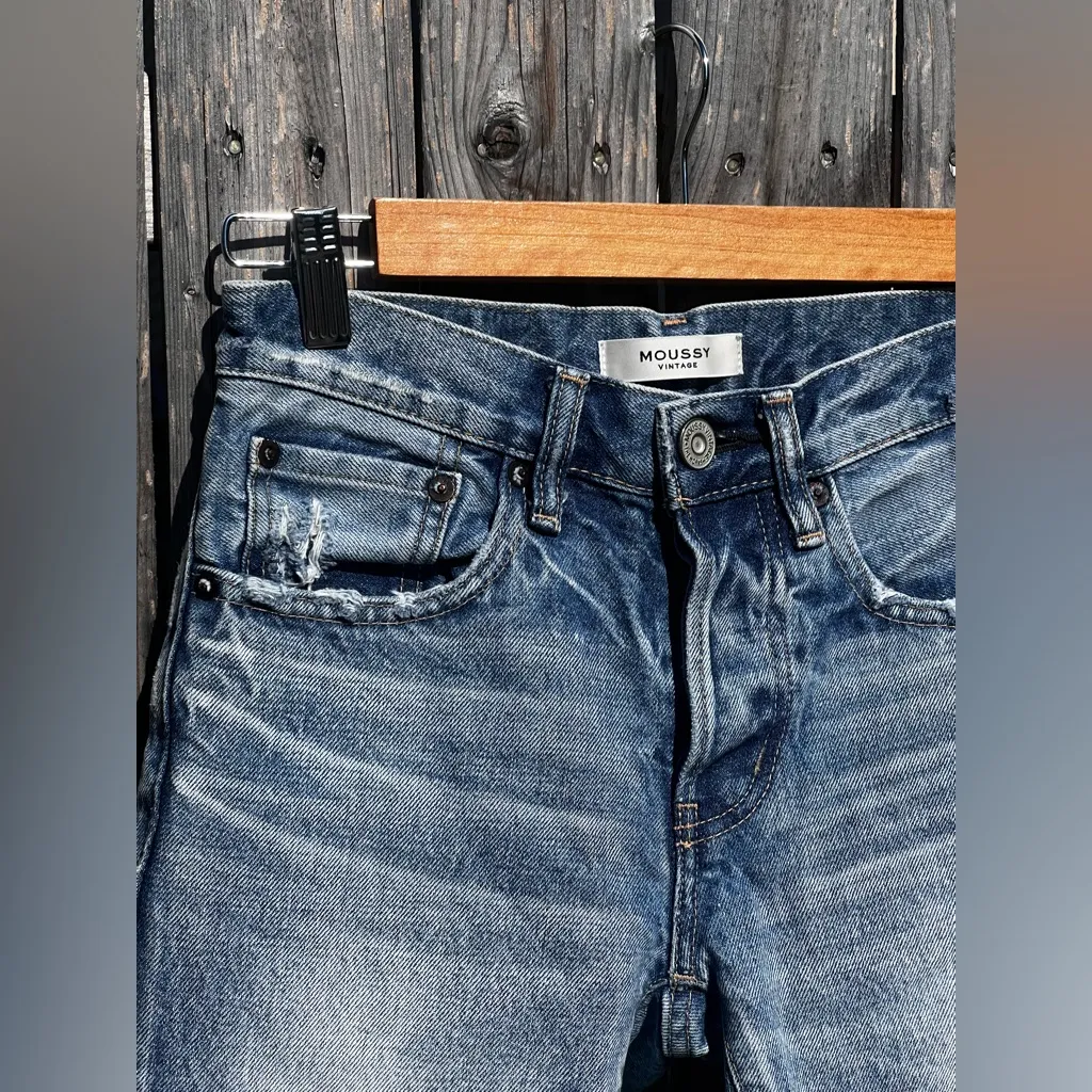 Moussy Vintage Keller Tapered Jeans Blue Size 23 - Image 7