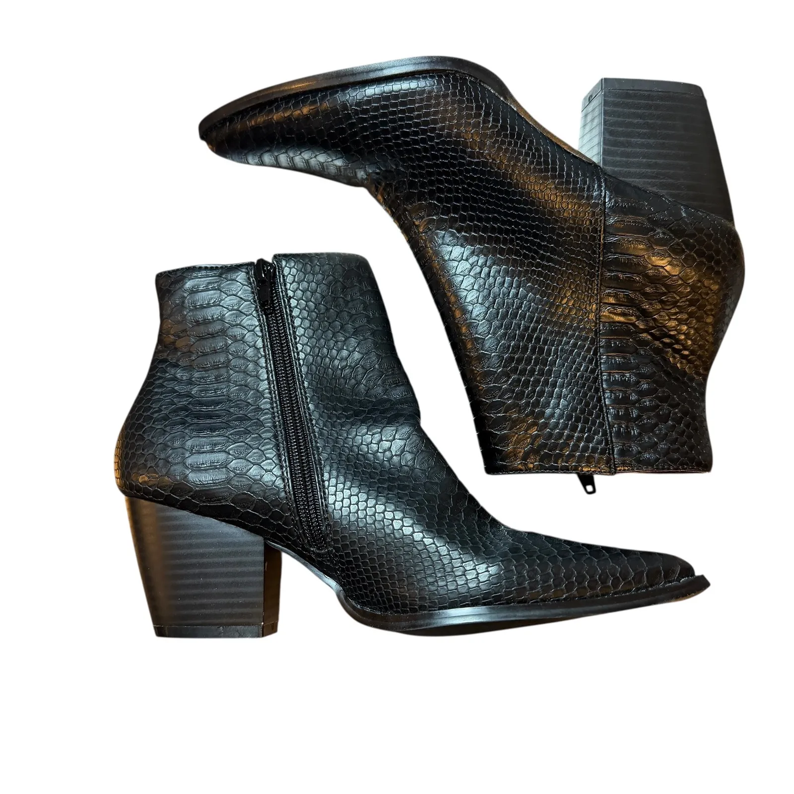 Coconuts by Matisse Going West Black Faux Snakeskin Ankle Boots Western Womens 6 - Image 6