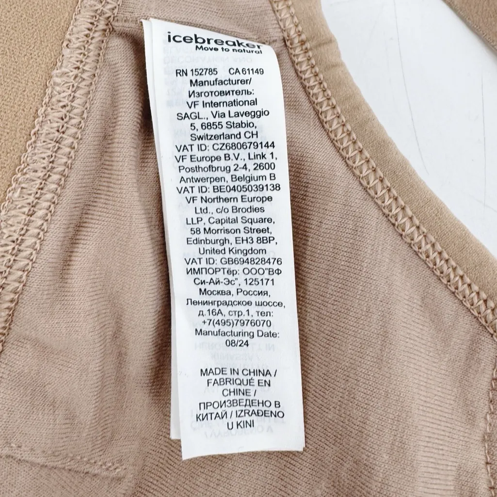 Icebreaker Merino Body Fit Wool 150 Siren Triangle Praline Bra Small Tan - Image 11