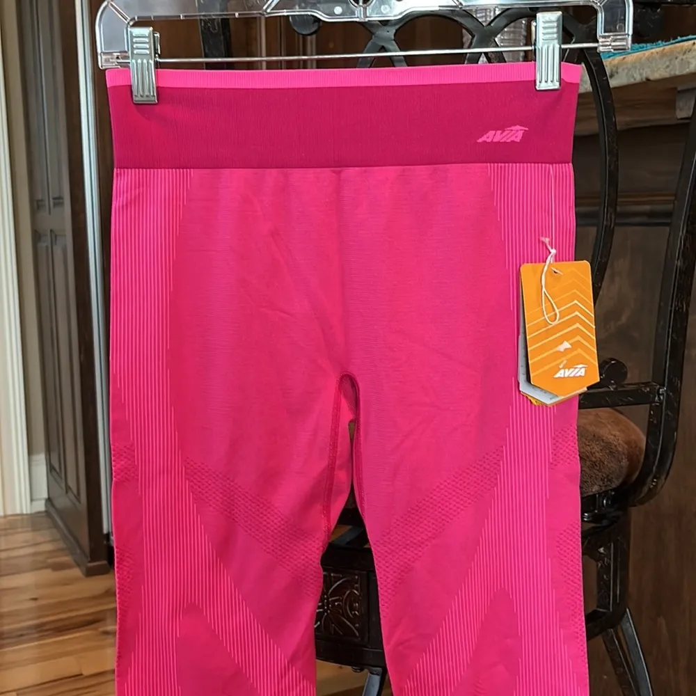 Performance Athletic Leggings Pink Sizzle New Avia Bodymapped Capri Womens Small - Image 8