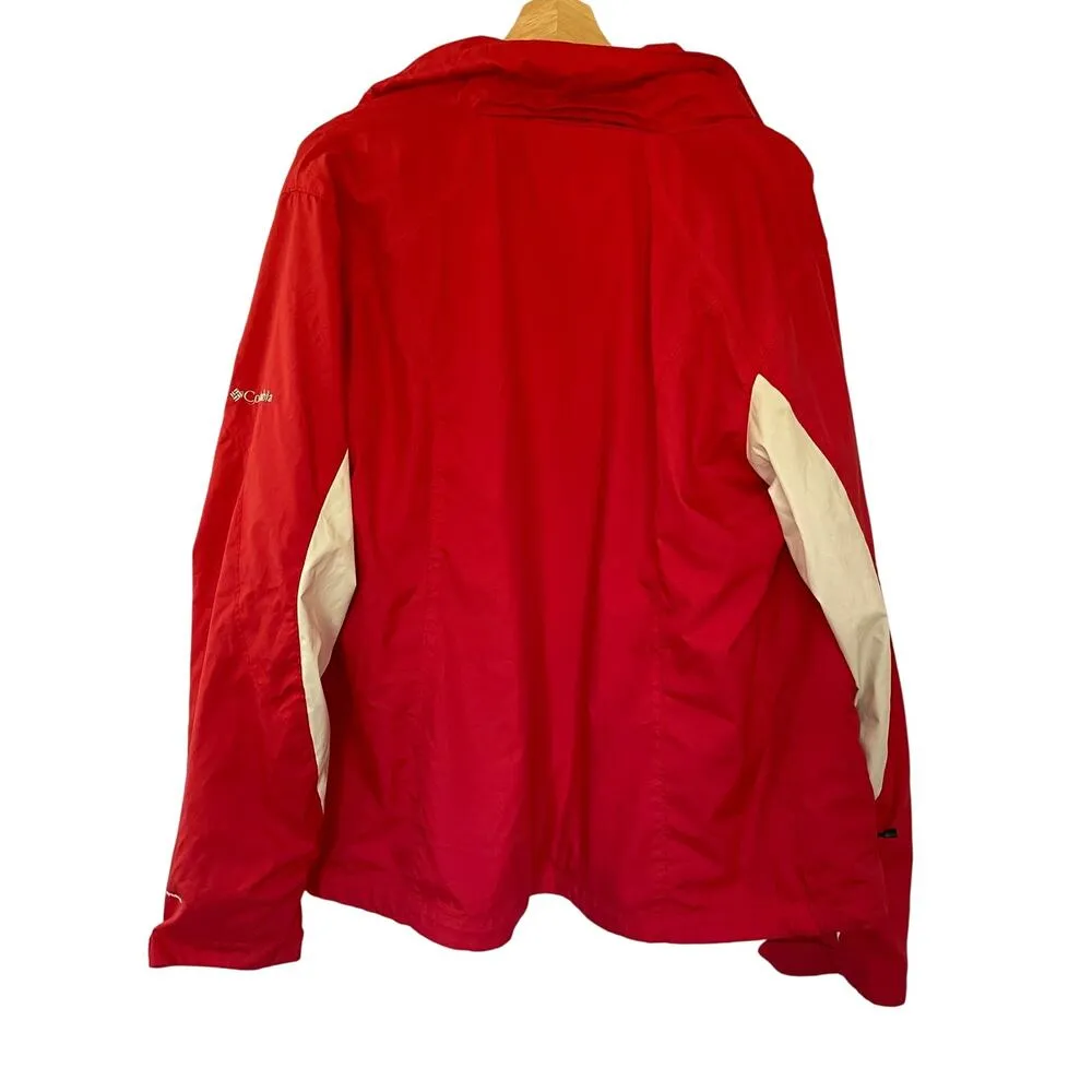Columbia red and white windbreaker jacket interchange women's size XL nylon - Image 7
