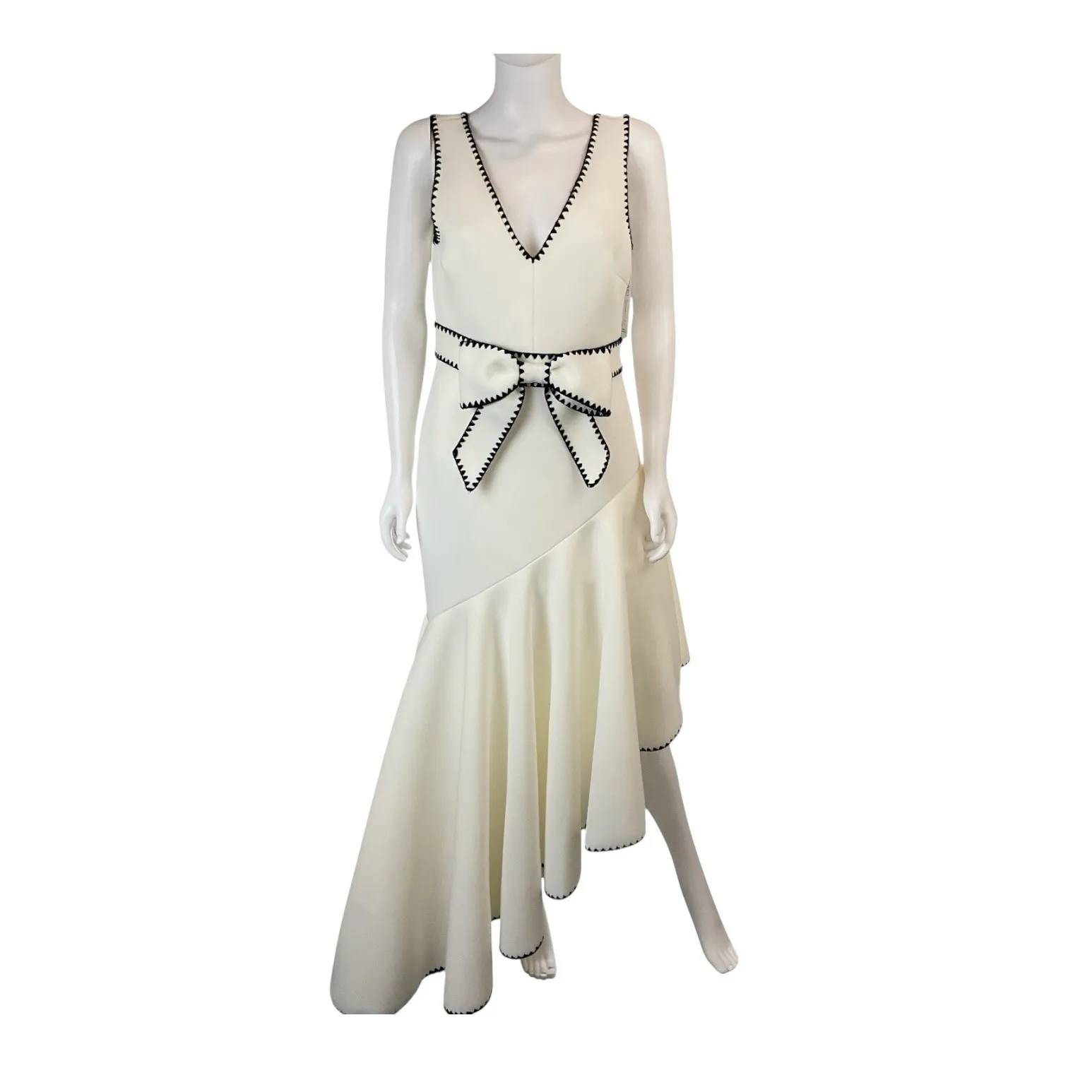 Badgley Mischka High-Low AsymmetricalGown with embroidered Trimming Scuba 8 - Image 4