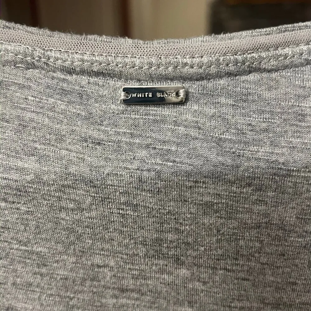 White House Black Market Mercury Silver Foil V-Neck Dolman Top - Small Petite - Image 11