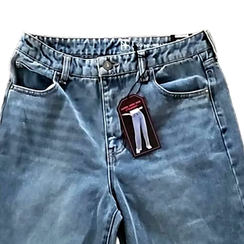 NWT No Boundaries Juniors Size 9 Super High Rise Straight Leg Split Hem Jeans Blue - Image 7