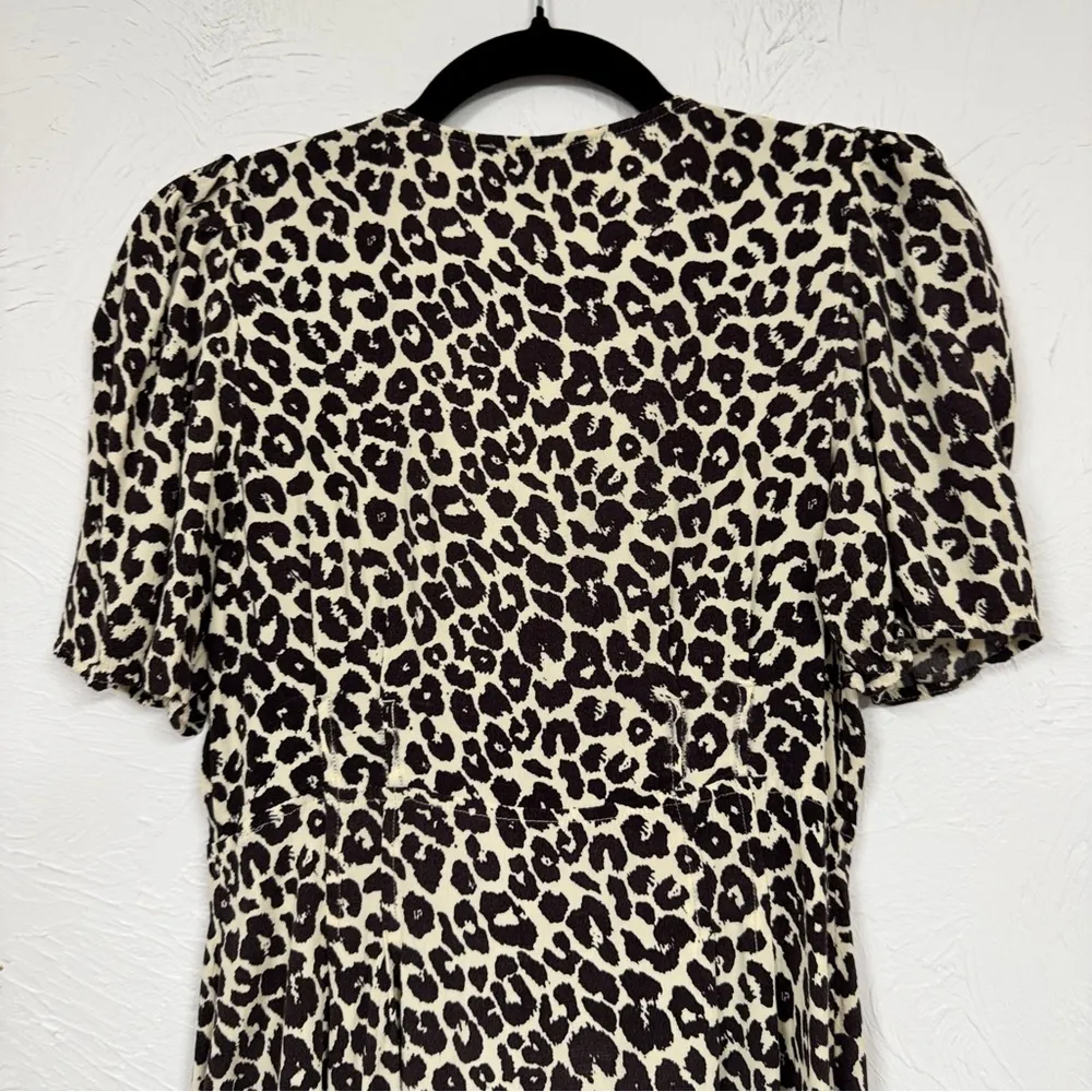 Something Navy Revolve Animal Print Button Down Sun Dress Womens XS Cream Brown - Image 12