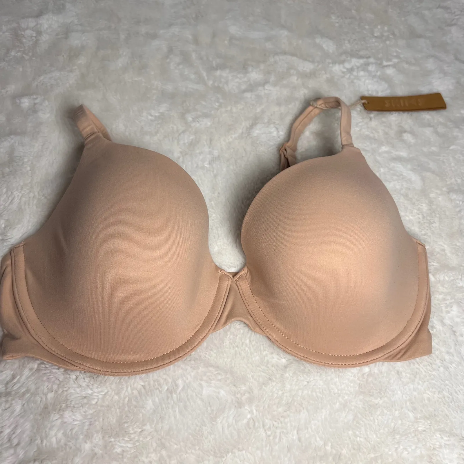 SKIMS T-Shirt Bra Mica Color 32DD Underwire Plunge Adjustable Straps Seamless - Image 3