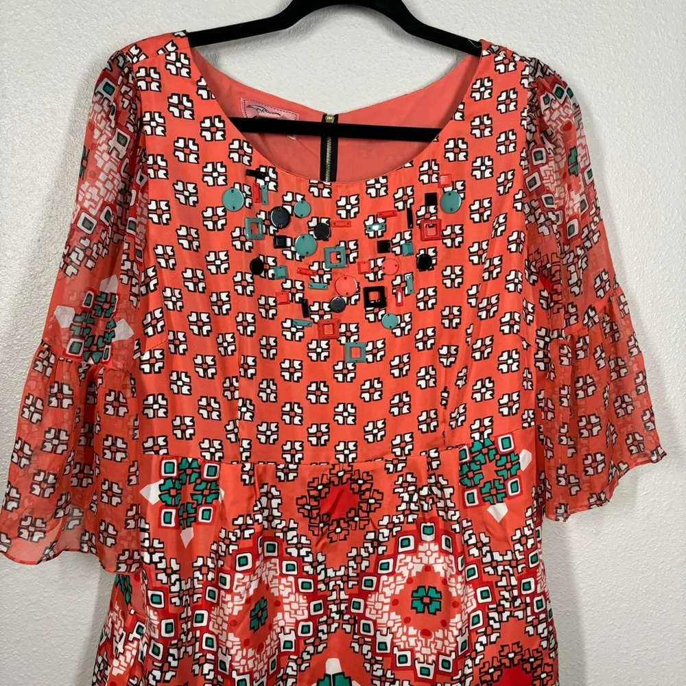 Phoebe Couture 100% Silk Boho Dress Size 12 - Image 5