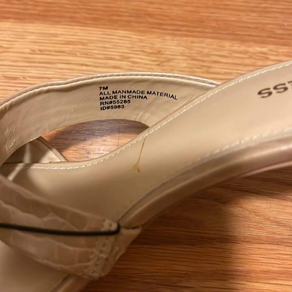 NWT Express Beige Snakeskin Strapless Open Toe Heel - Image 5