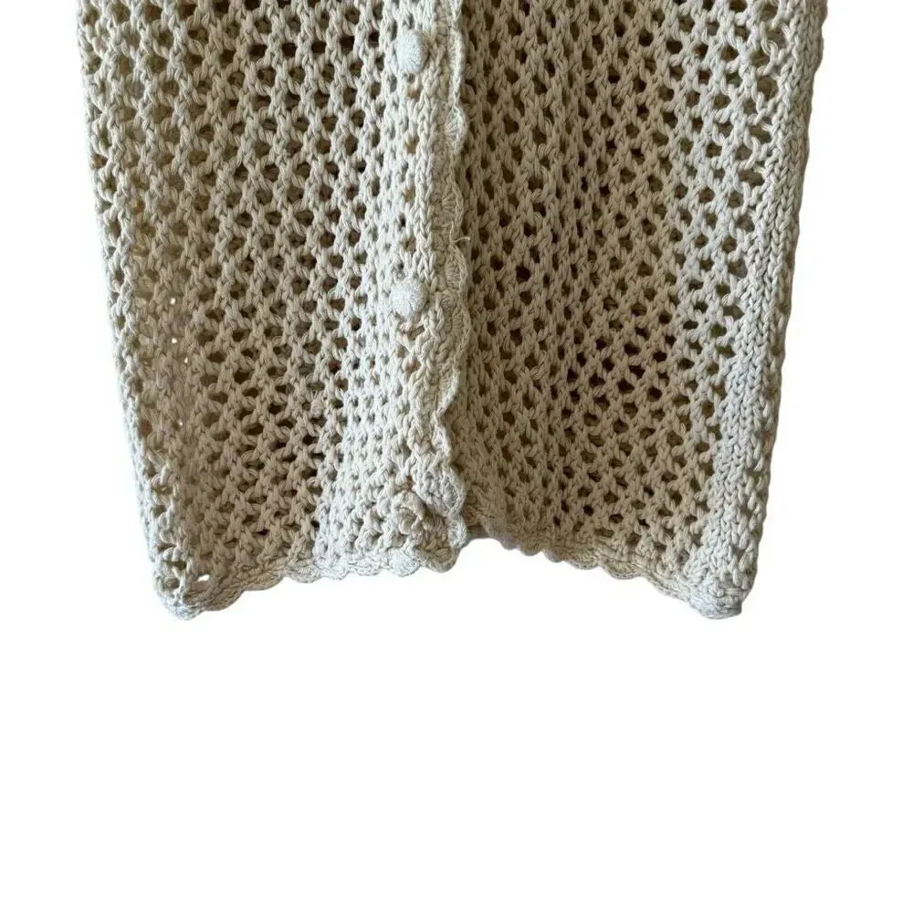 Huntington Ridge Ramie Cotton Cream Botton Boho Festival Crochet Vest M # 2244 Size M - Image 3