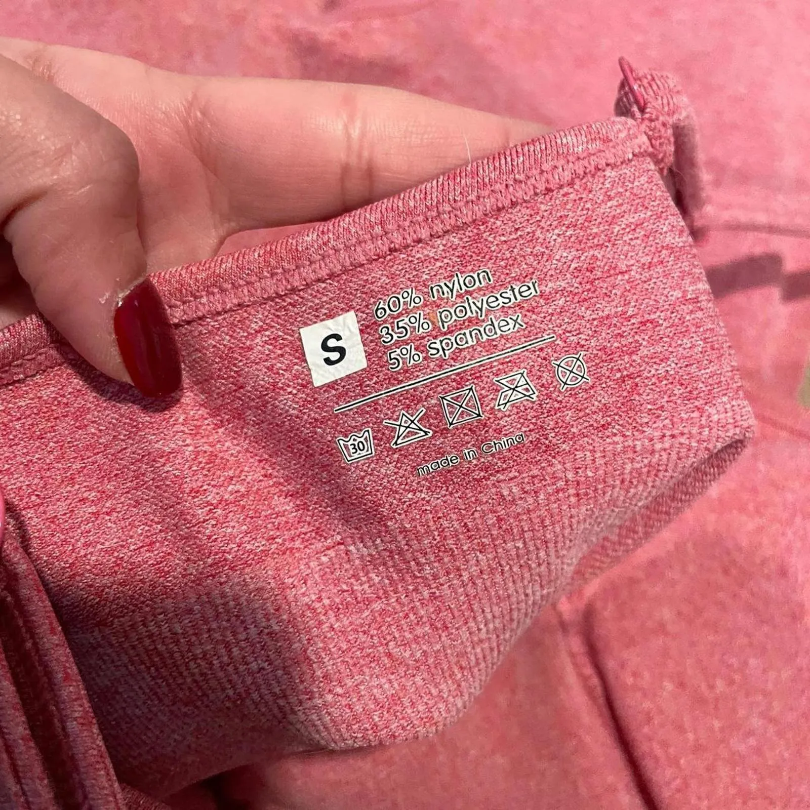 heathered red spaghetti strap activewear romper Pink - Image 4