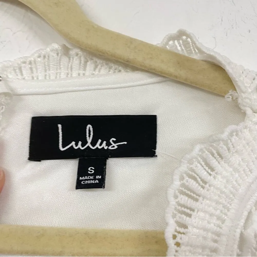 Lulus White Lace Short Sleeve Fit & Flare Mini Dress Womens S Bridal Formal - Image 5