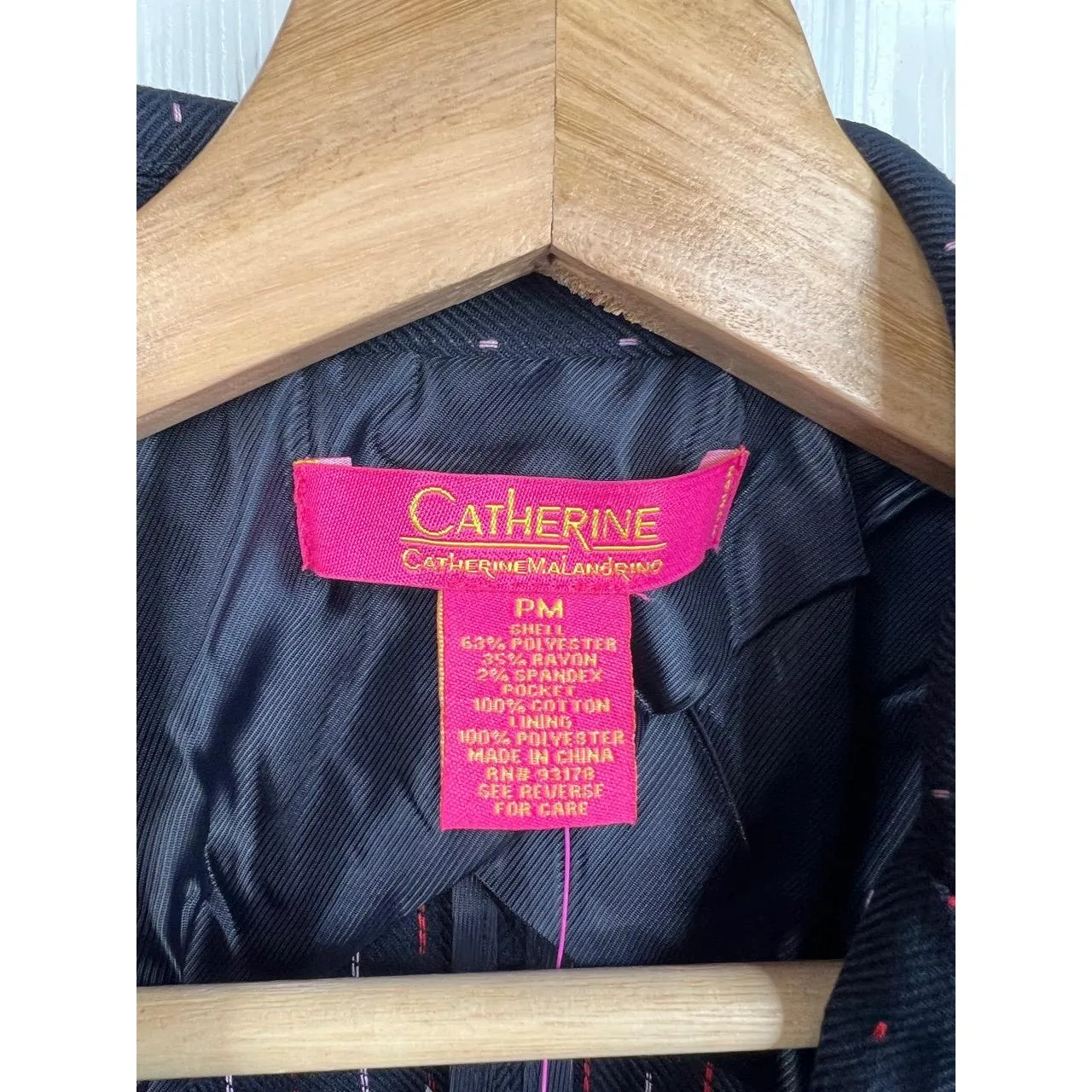 Catherine Malandrino Blue Boyfriend Blazer Sz MP Navy Stitching 3/4 Sleeve - Image 5