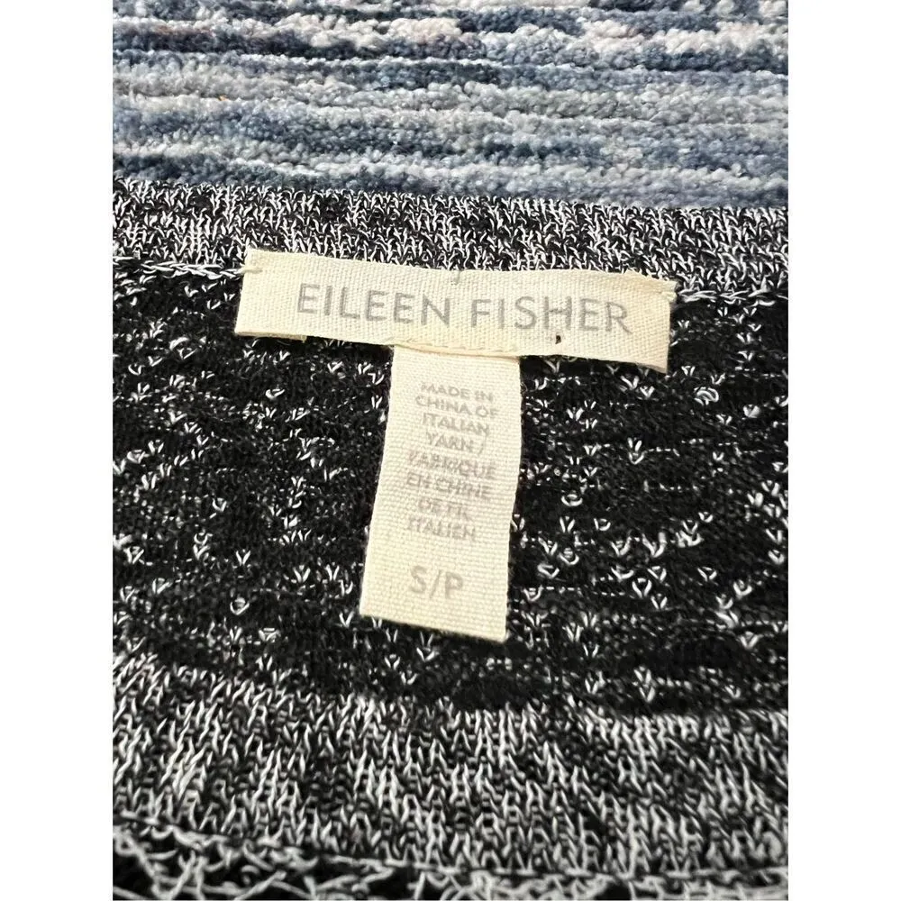 Eileen Fisher Black Bone Fine Organic Linen Crepe Knit Top S - Image 6