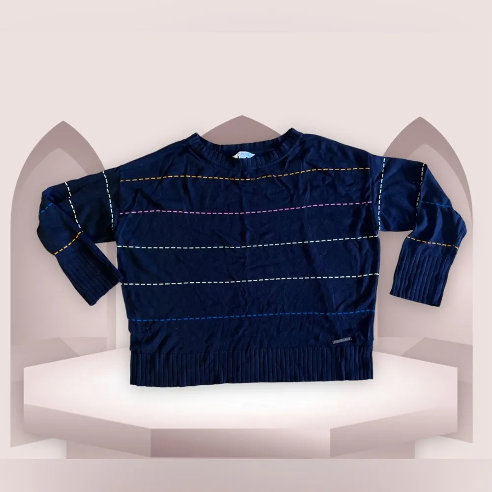 PEACE LOVE WORLD striped Pullover Sweater Size L Viscoses From Bamboo Tight Knit - Image 2