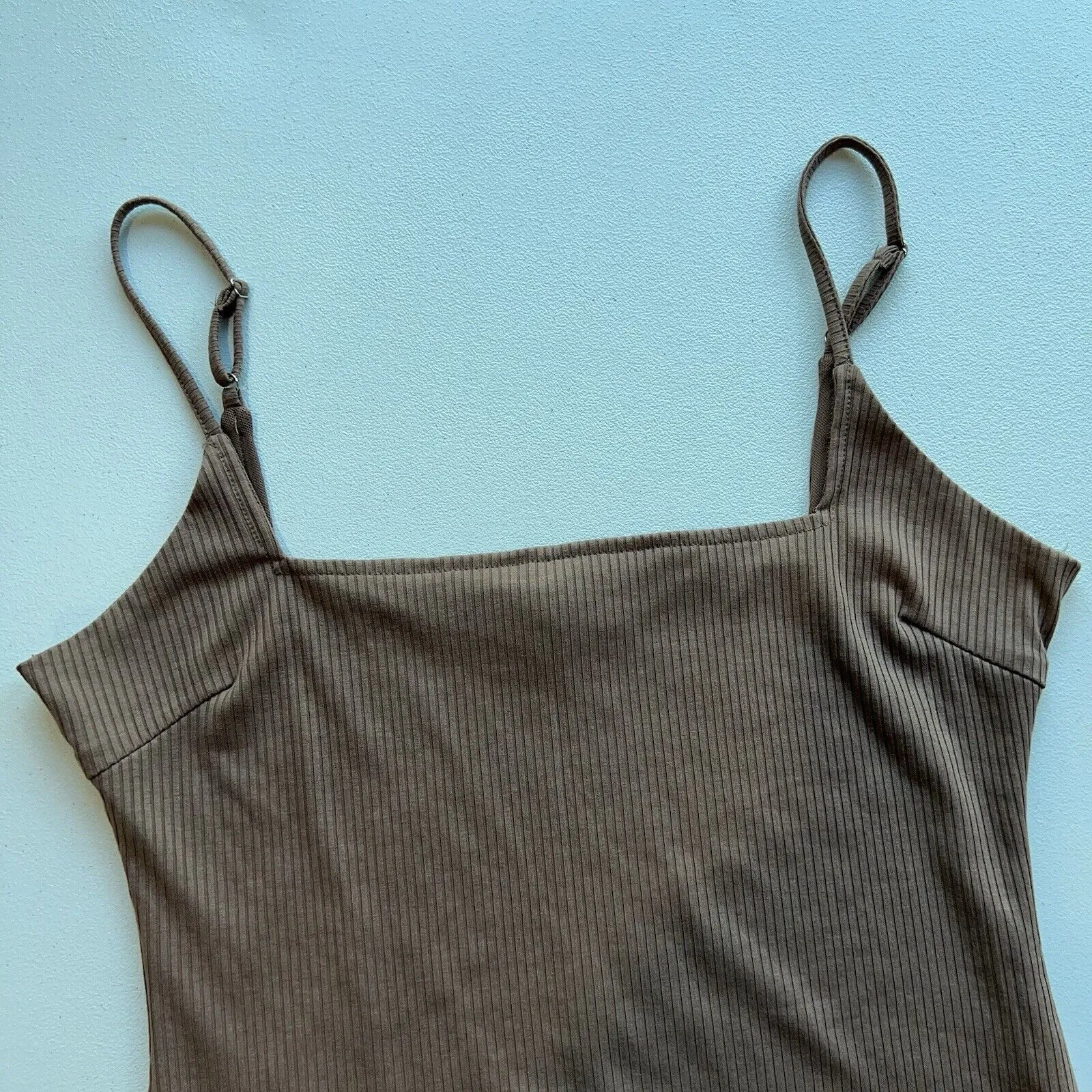 LULUS Danyelle Bodysuit‎ Ribbed Knit Square Neck Spaghetti Strap Size XL - Image 3