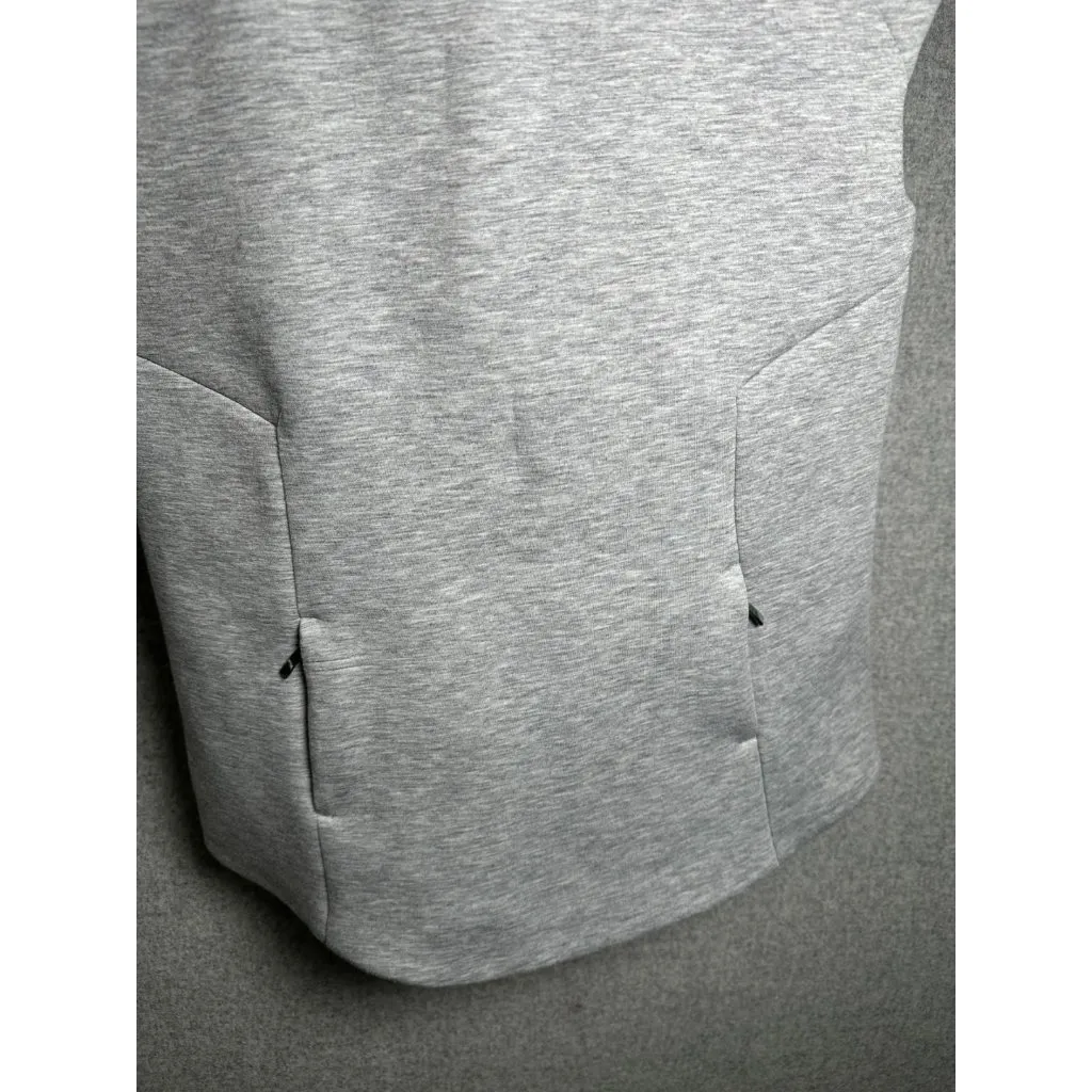 Zara Medium Womens Top Sweatshirt Heather Gray Cap Sleeve Zip Pockets Zip Back - Image 4